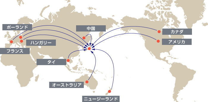 羽毛布団の丸八プロダクト 活動拠点マップ